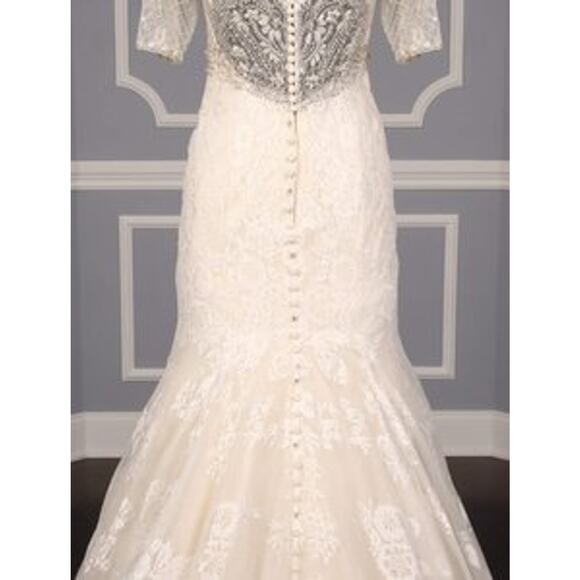 ALLURE BRIDALS C341 Ivory Silver Beading Lace Trumpet Short Sleeve Wedding Dress - Picture 8 of 12